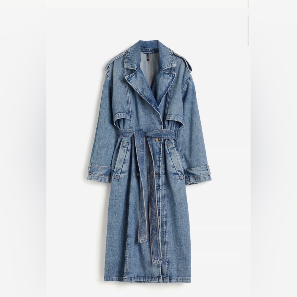 🦋🎭 Stylish Denim Trench Coat Never Worn